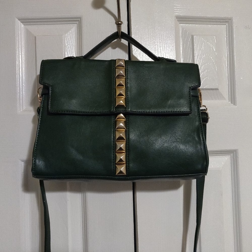 Hunter green crossbody bag with handle